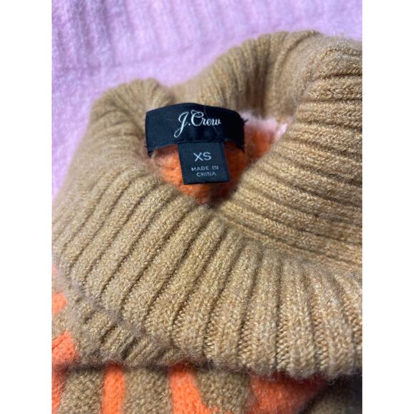 J.CREW Pink Tan Fair Isle Turtleneck Sweater Wool Alpaca Blend XS Soft Cozy Warm - Picture 6 of 7